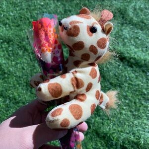Cute Giraffe Artificial Flower Red Rose Small 3 inches custom made figurine toy